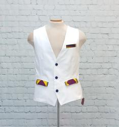 White Twill Vest with Blue Kente Print Accents – Type B - Main Image