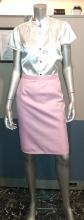 Pink Twill Pencil Skirt on mannequinn (Front)