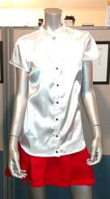 White Satin Short Sleeve Blouse (Front)