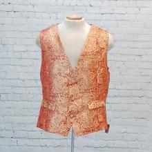 Metallic Gold Paisley on Red Brocade Vest (Front of vest shown)