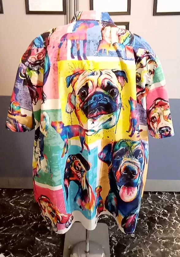 Dog Panel Hawaiian Print Shirt (Rear)