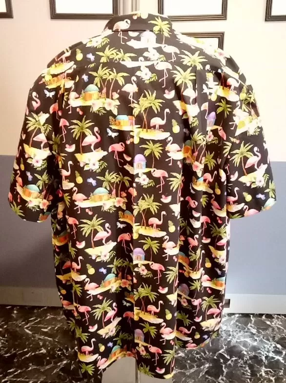 Flamingo Island Print Hawaiian Shirt (Rear)