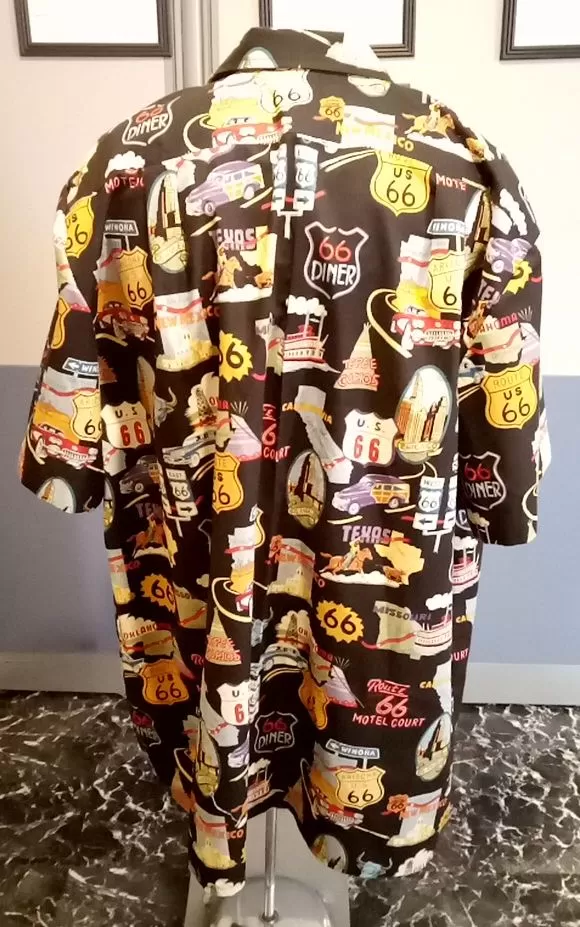 Route 66 Print Hawaiian Shirt (Rear)