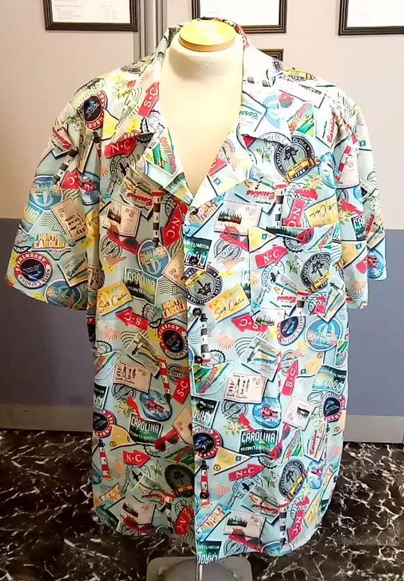 Light Blue Carolinas Print Hawaiian Shirt (Front)