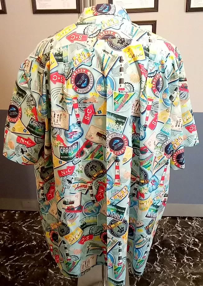 Light Blue Carolinas Print Hawaiian Shirt (Rear)