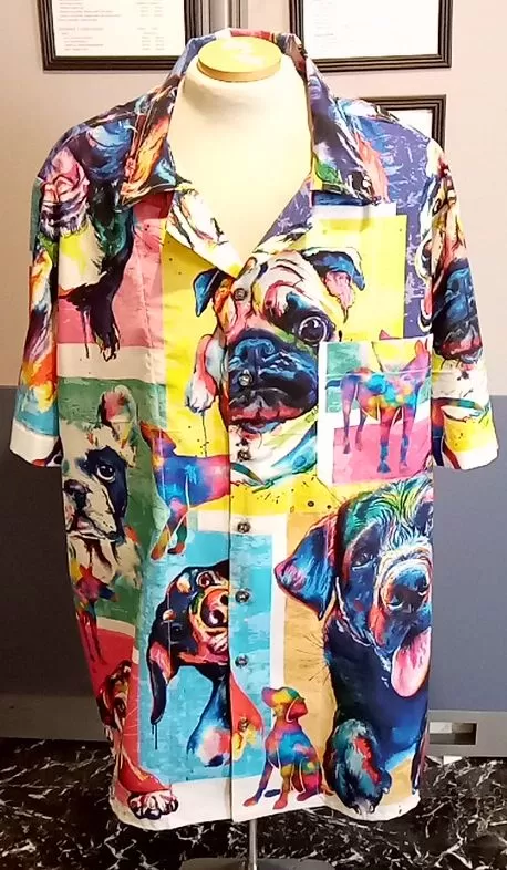 Dog Panel Hawaiian Print Shirt (Front)