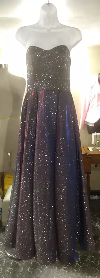 Sparkling Purple Strapless Sweetheart Prom Dress (Front)