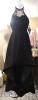 Black halter neck prom dress with high-low skirt (Front)