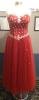 Red rhinestone strapless dress with sweetheart bust (Front)